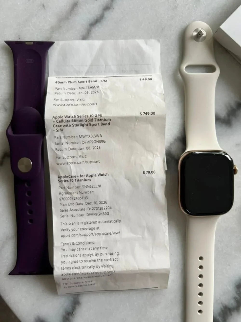 Apple Watch Series 10 GPS +Cellular 46mm Gold Titanium Case with Sport Band S/M